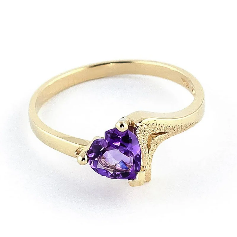 Striking gemstone rings with unique stone shapes -14k Solid Gold Heart Shape Ring Natural Purple Amethyst 0.75 Carat