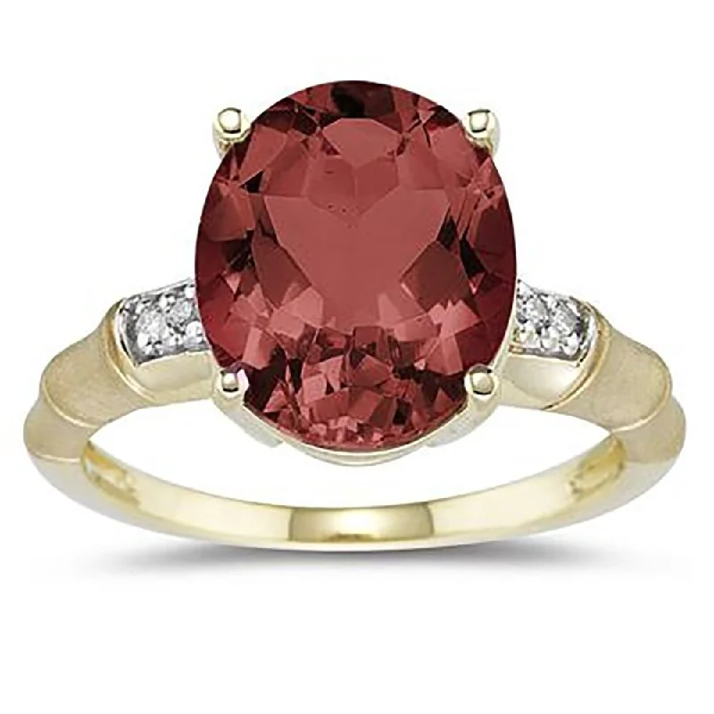 Classic gemstone rings featuring timeless stone elegance -3.97 Carat Garnet and Diamond Ring in 14K Yellow Gold