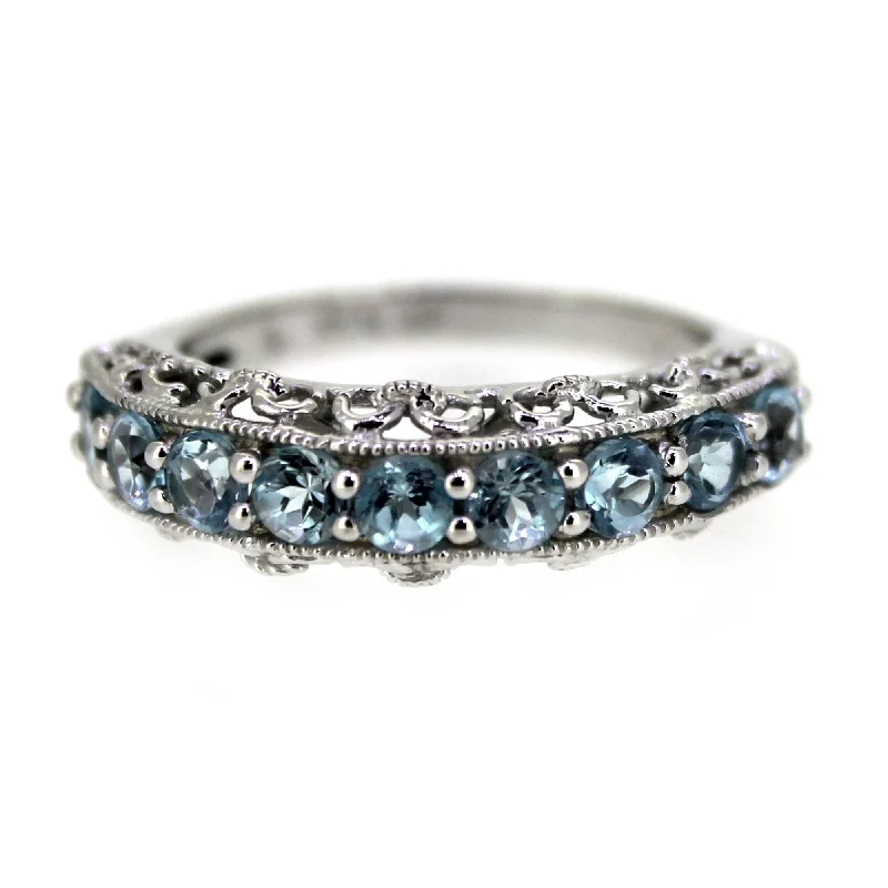 Subtle gemstone rings ideal for daily finger charm -925 Sterling Silver Sky Blue Topaz Band Ring