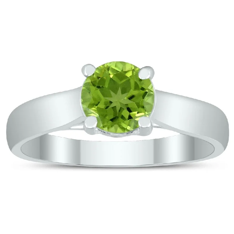 Gemstone rings inspired by stars with stone sparkle -Round 6MM Peridot Cathedral Solitaire Ring in 10K White Gold