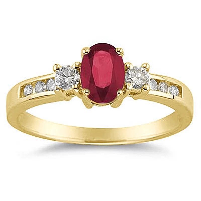 Vintage gemstone rings with ornate stone settings -Ruby and Diamond Regal Channel Ring in 14K Yellow Gold