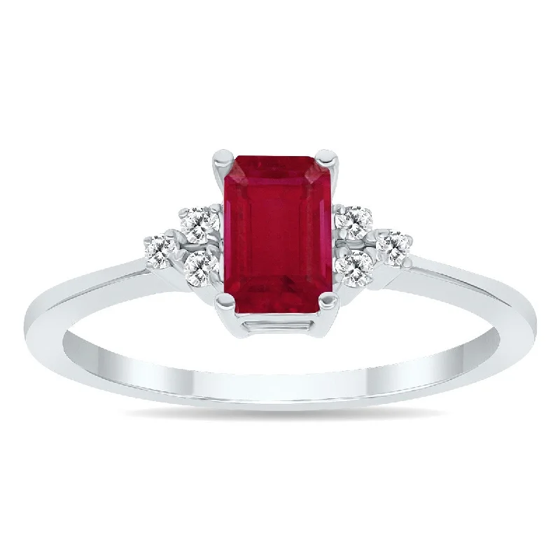 Handmade gemstone rings perfect for artisanal beauty -Ruby and Diamond Regal Ring in 10k White Gold