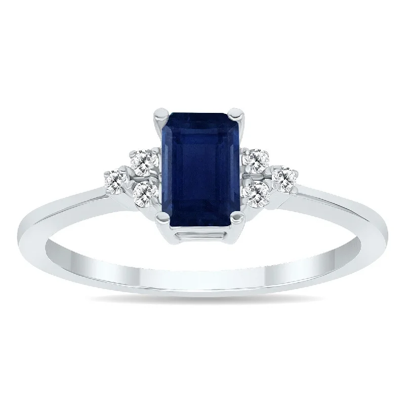 Raw gemstone rings with natural stone textures -Sapphire and Diamond Regal Ring in 10k White Gold