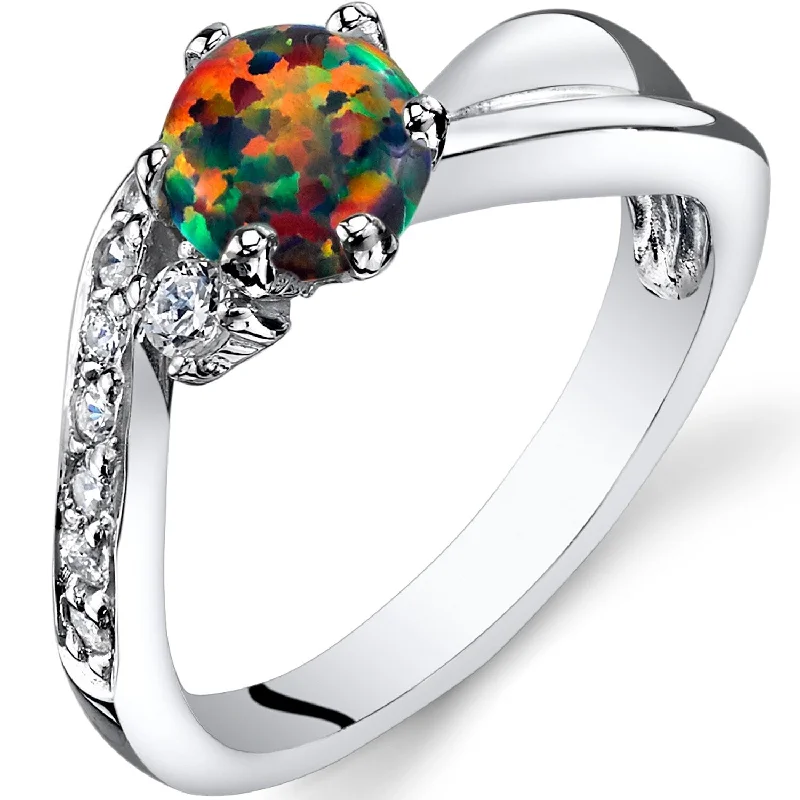 Gemstone rings with rose gold for warm glow -Sterling Silver 0.5 ct Black Opal Ring