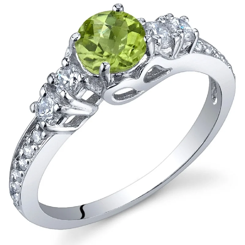 Gemstone rings featuring sunstone for fiery stone shine -Sterling Silver 0.5 ct Peridot Birthstone Ring