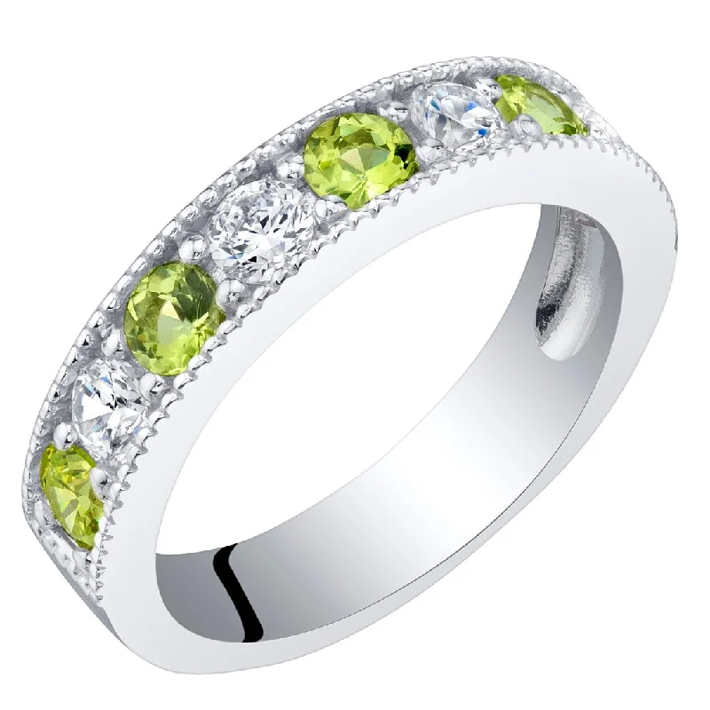 Gemstone rings featuring tourmaline for autumn hues -Sterling Silver 0.5 ct Peridot Stackable Ring