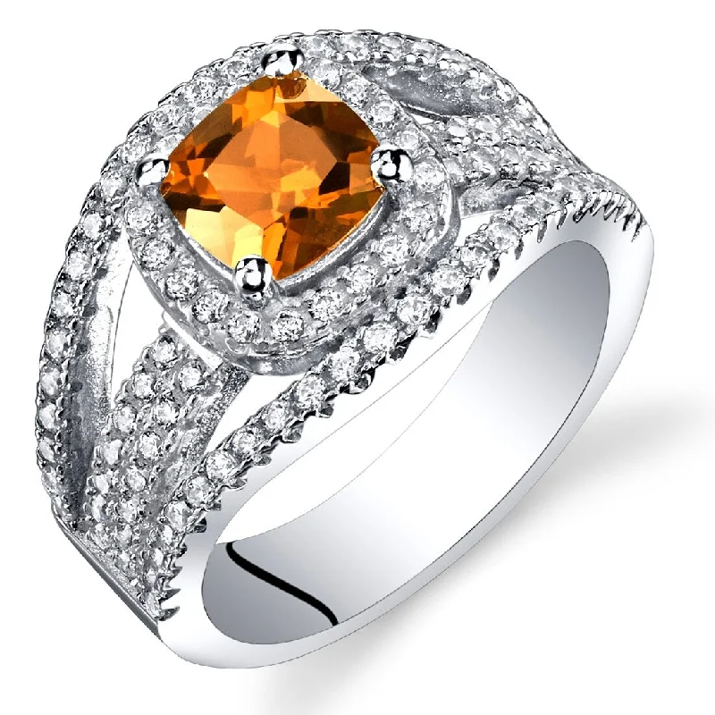 Gemstone rings featuring topaz for clear blue glow -Sterling Silver 1.25 ct Created Padparadscha Sapphire Birthstone Ring