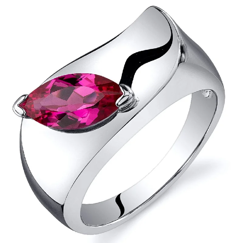 Vermeil gemstone rings with gold stone luxe -Sterling Silver 1.25 ct Created Ruby Solitaire Ring