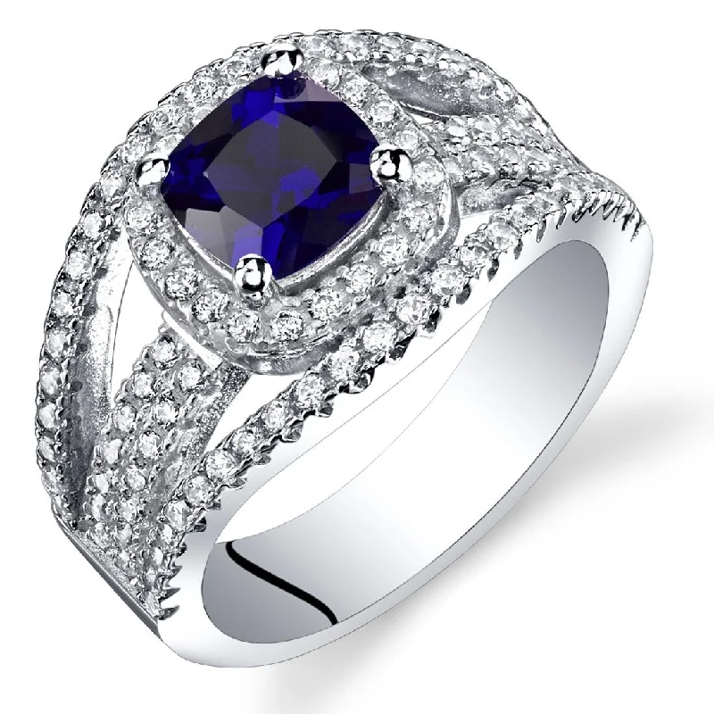 Gemstone rings featuring floral stones for romance -Sterling Silver 1.25 ct Created Sapphire Birthstone Ring