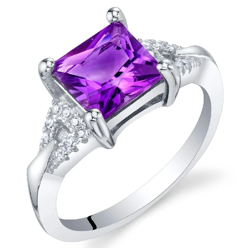 Bezel gemstone rings securing stones with style -Sterling Silver 1.5 ct Amethyst Birthstone Ring