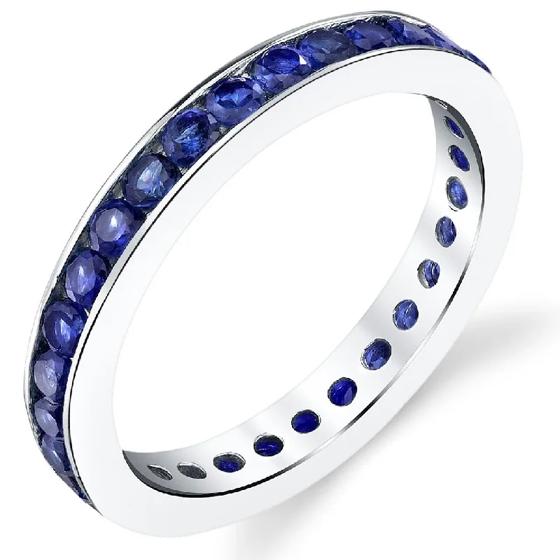 Gemstone rings featuring ruby for bold red shine -Sterling Silver 1.5 ct Created Sapphire Eternity Band Ring