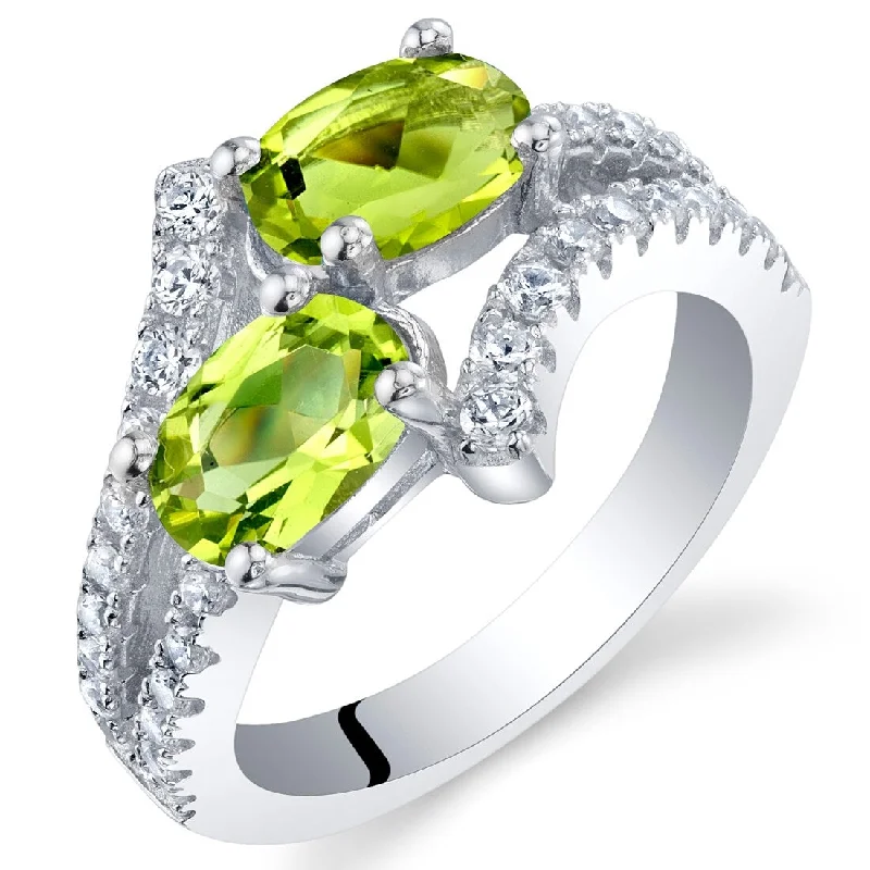 Gemstone rings with moonstone for mystical finger glow -Sterling Silver 1.5 ct Peridot Birthstone Ring