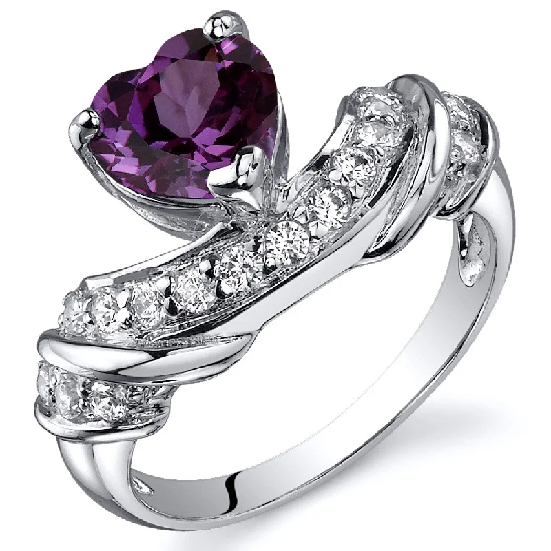 Dainty gemstone rings ideal for delicate finger style -Sterling Silver 1.75 ct Color-changing Alexandrite Ring