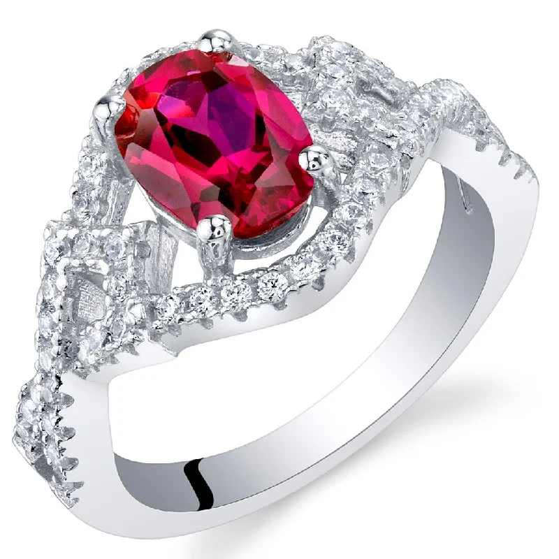 Gemstone rings made with lab-grown stone ethics -Sterling Silver 1.75 ct Created Ruby Birthstone Ring