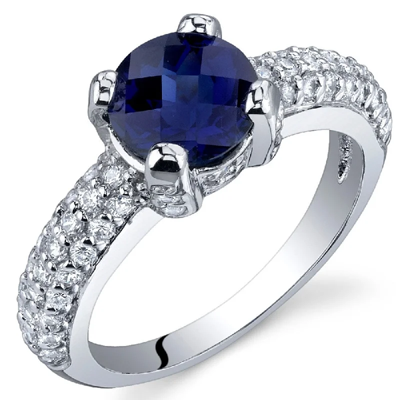 Gemstone rings with white gold for sleek shine -Sterling Silver 1.75 ct Created Sapphire Cocktail Ring