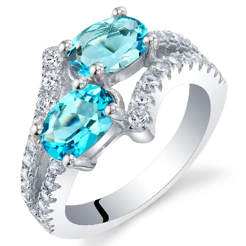 Gemstone rings featuring flexible bands for comfort -Sterling Silver 1.75 ct Swiss Blue Topaz Birthstone Ring