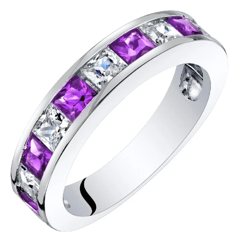 Silver gemstone rings offering affordable stone sparkle -Sterling Silver 1 ct Amethyst Birthstone Ring