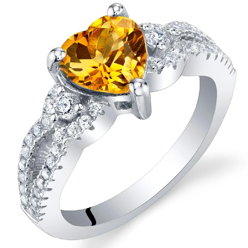 Gemstone rings perfect for teens with bold stones -Sterling Silver 1 ct Citrine Birthstone Ring