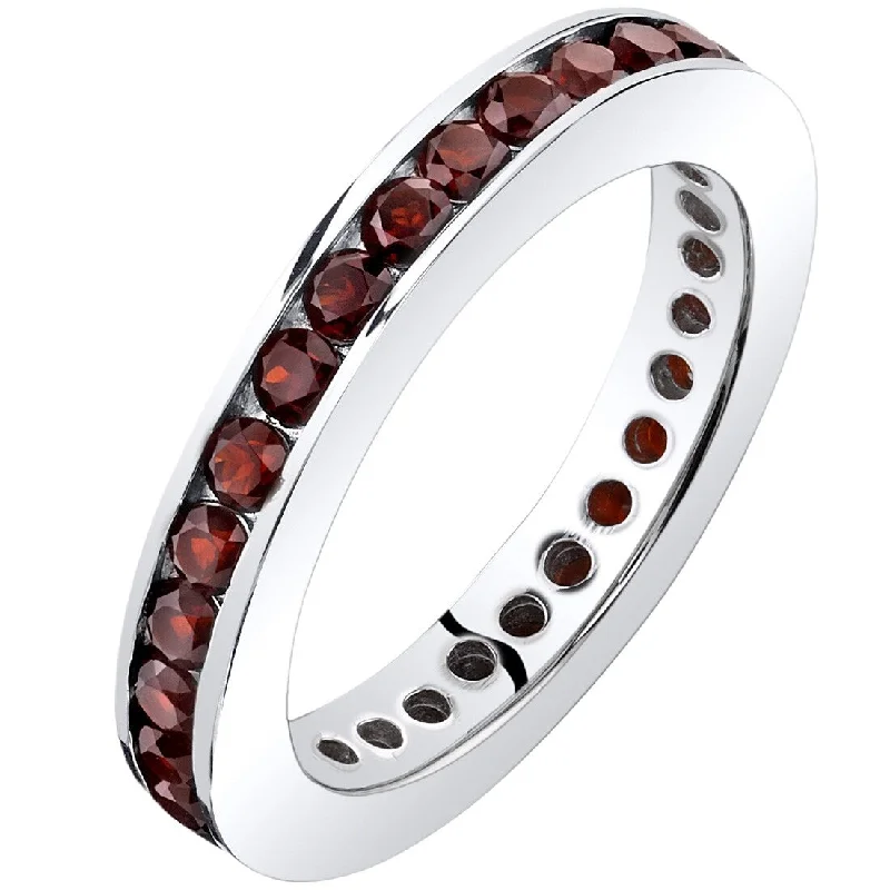 Gemstone rings perfect for stacking with others -Sterling Silver 1 ct Garnet Birthstone Ring