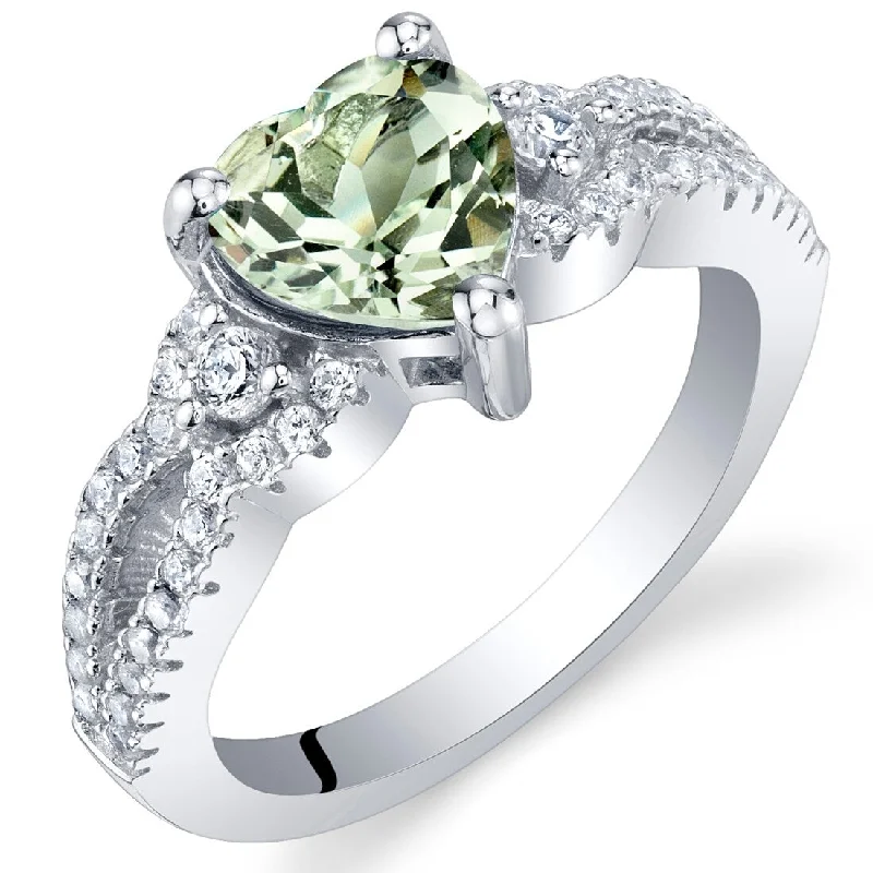 Gemstone rings perfect for love with sweet stones -Sterling Silver 1 ct Green Amethyst Birthstone Ring