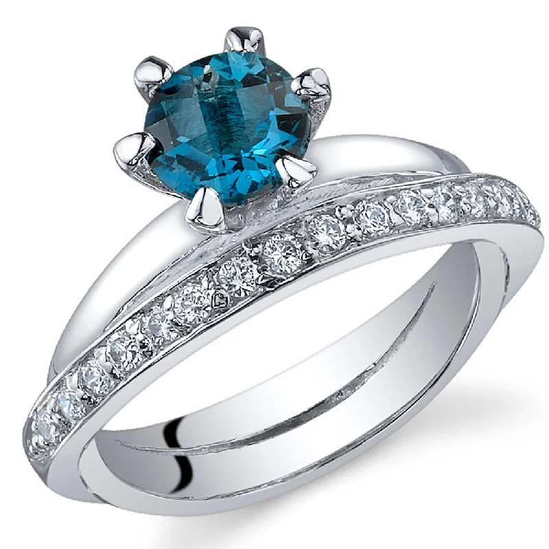 Trendy gemstone rings with modern stone cuts -Sterling Silver 1 ct London Blue Topaz Birthstone Ring