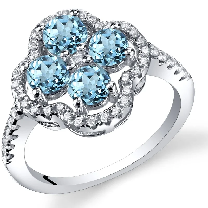 Etched gemstone rings with detailed stone flair -Sterling Silver 1 ct London Blue Topaz Birthstone Ring