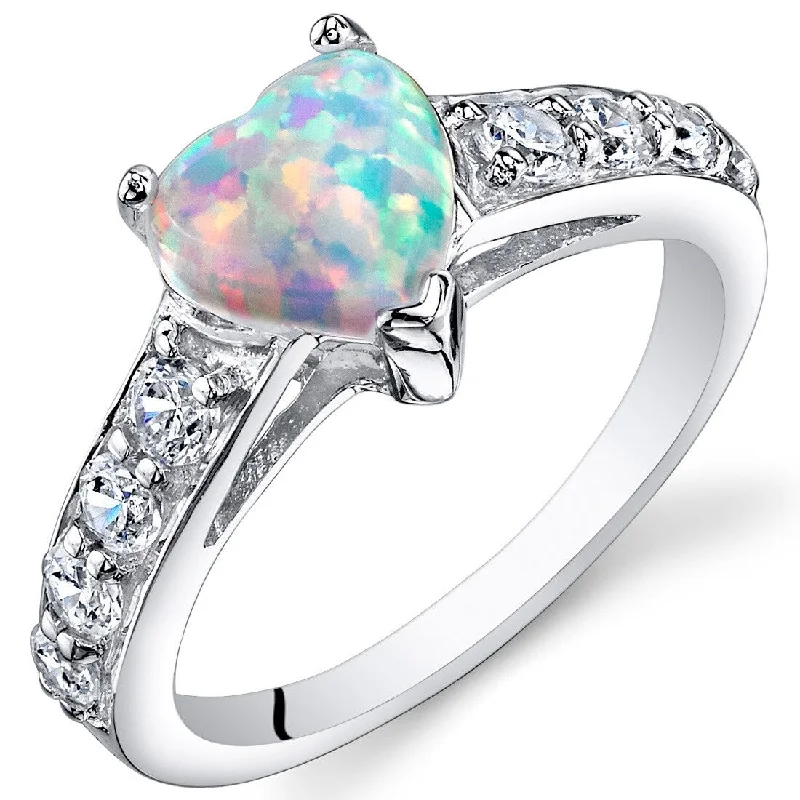 Gemstone rings inspired by vintage stone glamour -Sterling Silver 1 ct White Opal Promise Ring