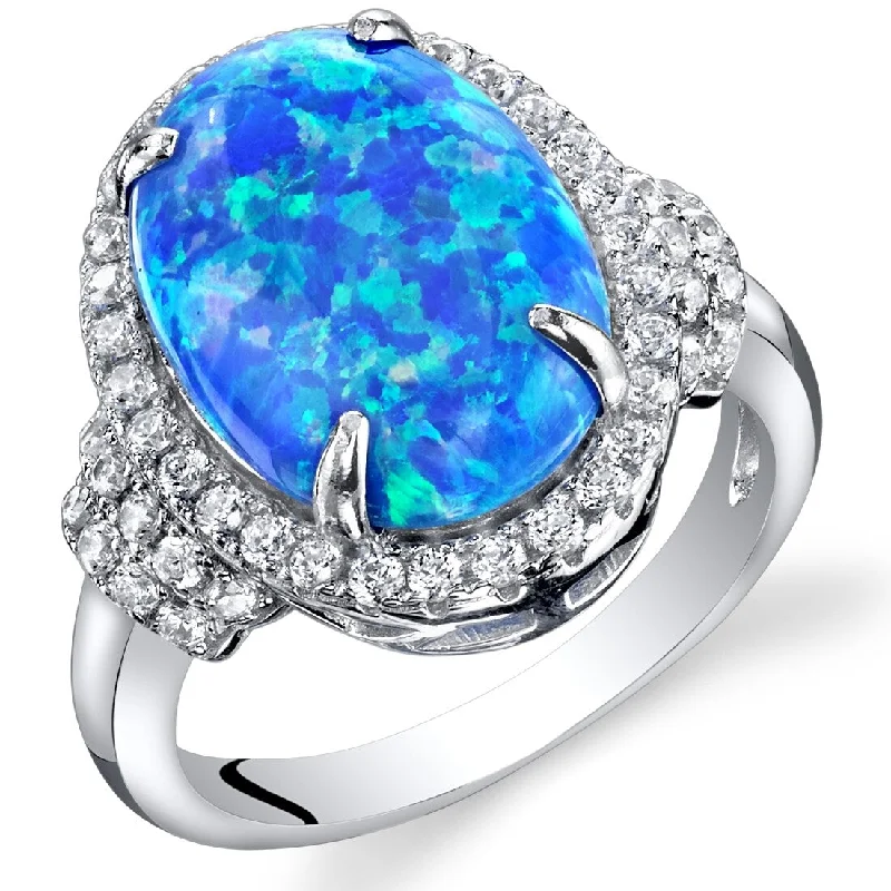 Classic gemstone rings featuring timeless stone elegance -Sterling Silver 2.25 ct Blue Opal Ring