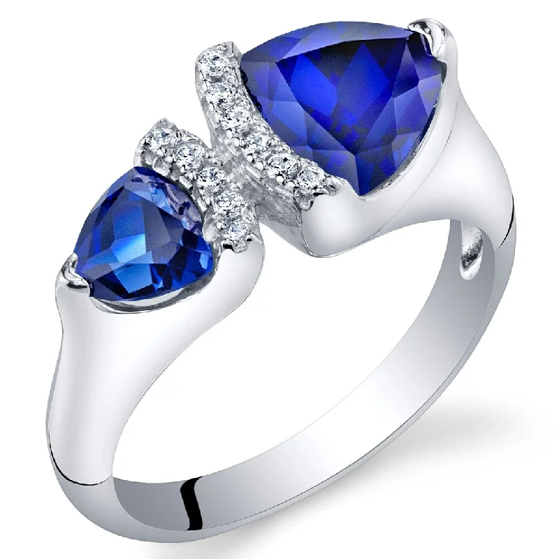 Gemstone rings inspired by cosmos with stone shine -Sterling Silver 2.25 ct Created Sapphire Birthstone Ring