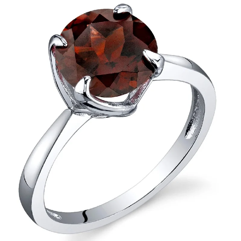 Gemstone rings featuring black onyx for stark elegance -Sterling Silver 2.25 ct Garnet Birthstone Ring