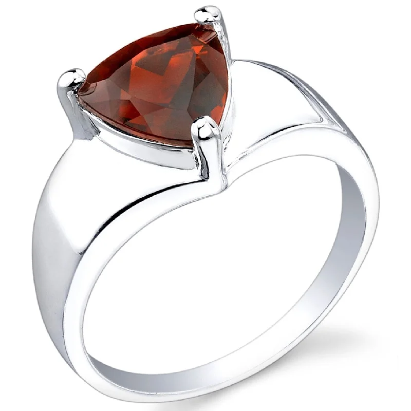 Gold gemstone rings adding sunny finger shine -Sterling Silver 2.25 ct Garnet Solitaire Ring