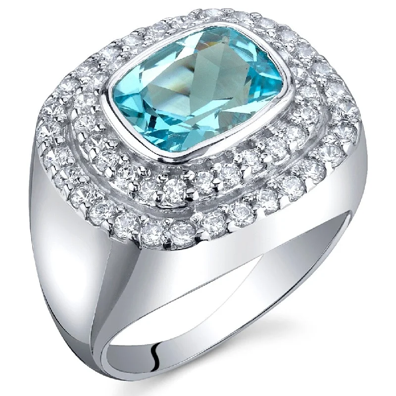 Subtle gemstone rings ideal for daily finger charm -Sterling Silver 2.25 ct Swiss Blue Topaz Cocktail Ring