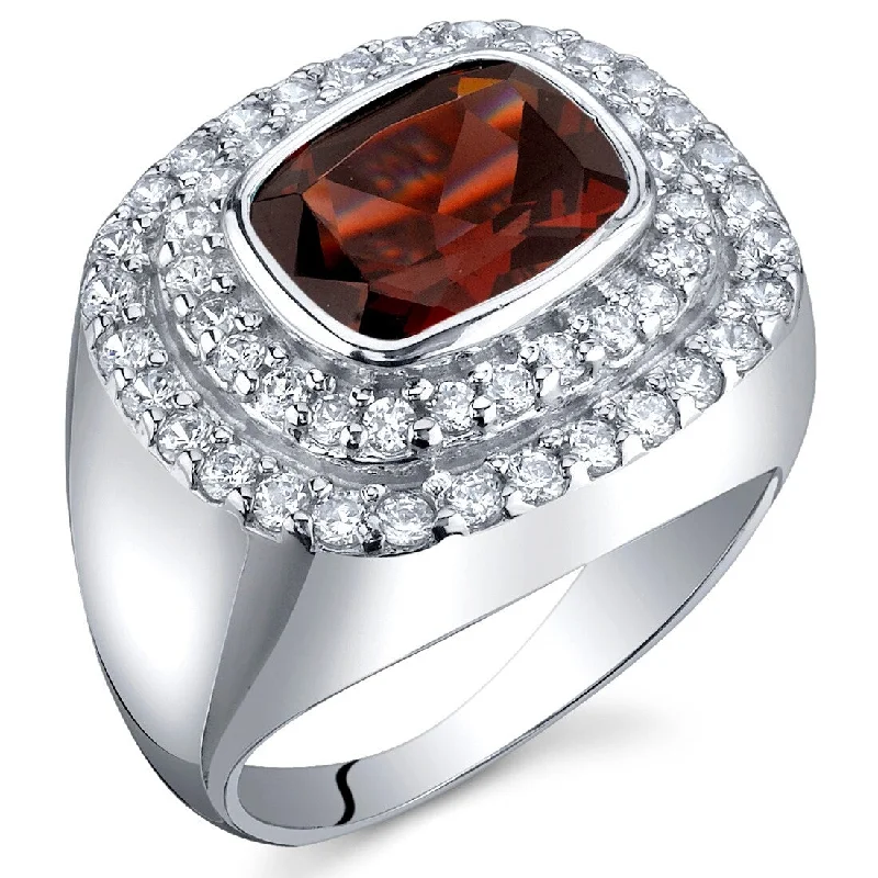 Luxurious gemstone rings showcasing brilliant large stones -Sterling Silver 2.5 ct Garnet Birthstone Ring