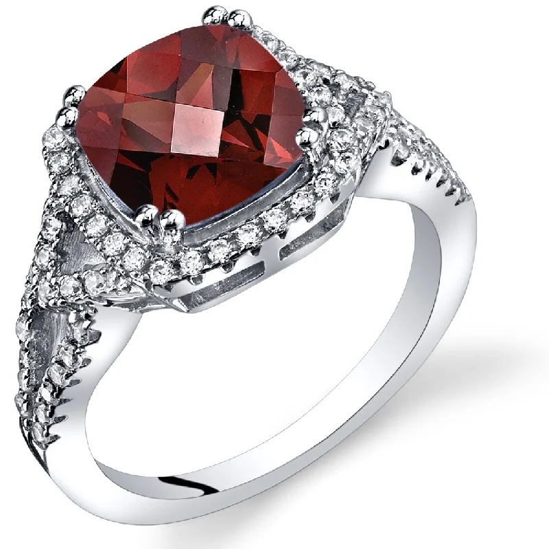 Gemstone rings featuring rose-cut stones for softness -Sterling Silver 2.5 ct Garnet Cocktail Ring