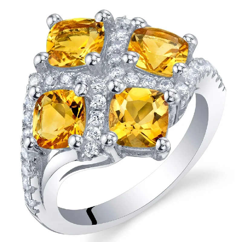 Dainty gemstone rings ideal for delicate finger style -Sterling Silver 2 ct Citrine Birthstone Ring