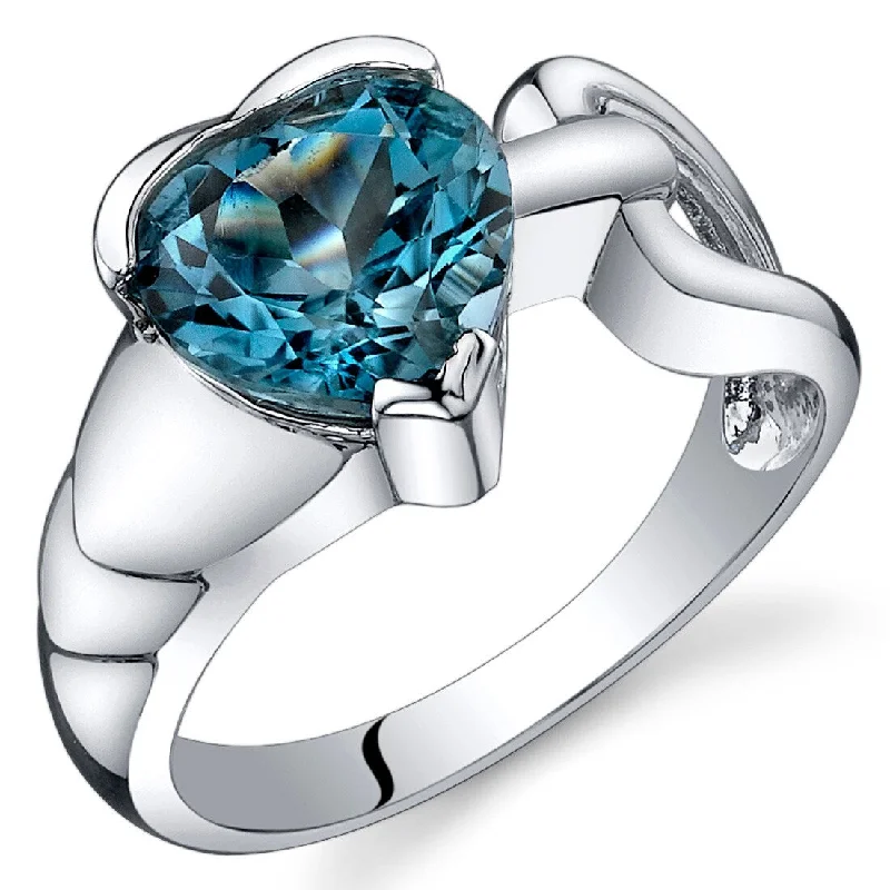 Custom gemstone rings with handpicked stone designs -Sterling Silver 2 ct London Blue Topaz Solitaire Ring