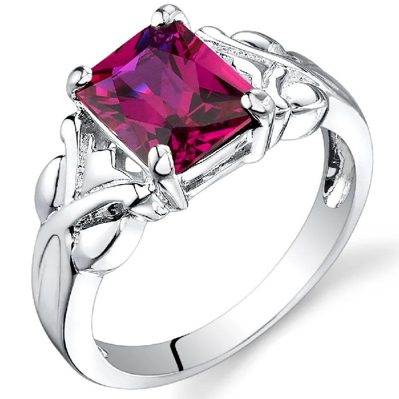 Vibrant gemstone rings perfect for colorful finger flair -Sterling Silver 3 ct Created Ruby Solitaire Ring