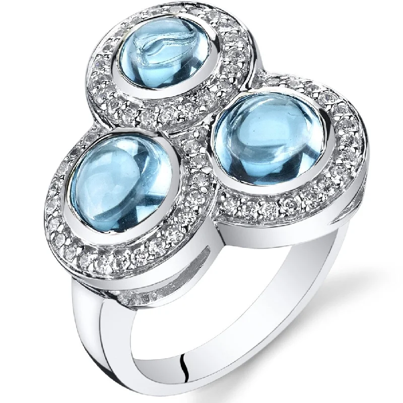 Handmade gemstone rings perfect for artisanal beauty -Sterling Silver 3 ct Swiss Blue Topaz Birthstone Ring