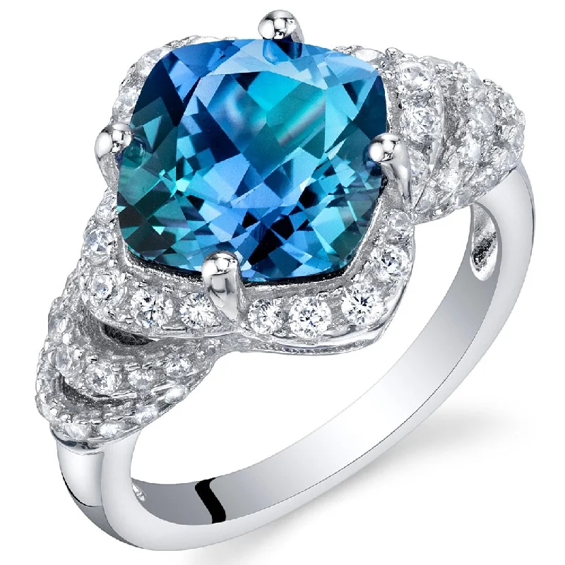 Trendy gemstone rings with modern stone cuts -Sterling Silver 4.25 ct Color-changing Alexandrite Halo Ring