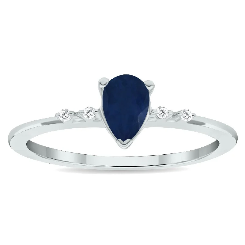 Gemstone rings great for birthdays with stones -Women's Sapphire and Diamond Sparkle Ring in 10K White Gold