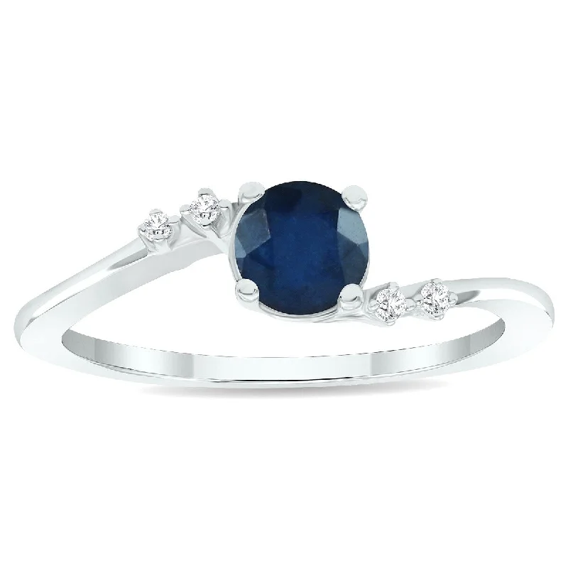 Striking gemstone rings with unique stone shapes -Women's Sapphire and Diamond Tierra Ring in 10K White Gold