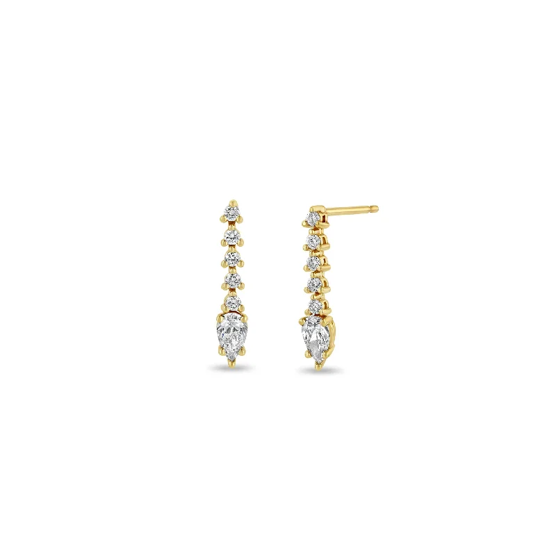 Knotted Drop Earrings for Intricate-Knotted Drop Earrings for Intricate-14k Diamond Tennis with Pear Diamond Short Drop Earrings