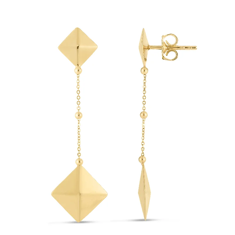 Designer Drop Earrings for High-End-Designer Drop Earrings for High-End-14K Pyramid Drop Earrings