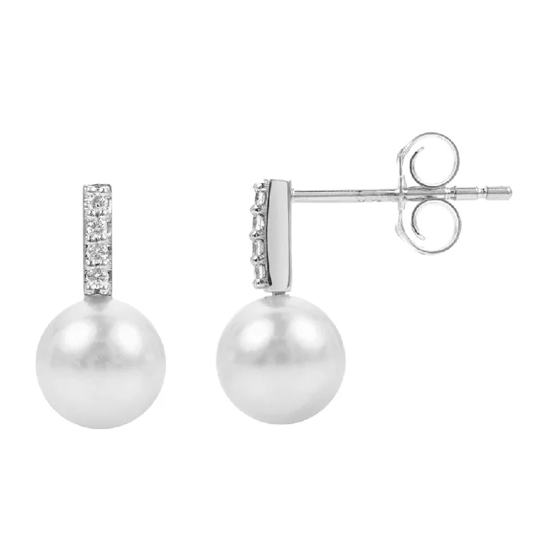 Iolite Drop Earrings for Blue-Iolite Drop Earrings for Blue-14K White Gold Pearls Drop Earrings