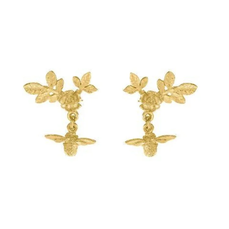 Work Drop Earrings for Professional-Work Drop Earrings for Professional-Yellow Gold Drop Earrings - "Floral Bloom"