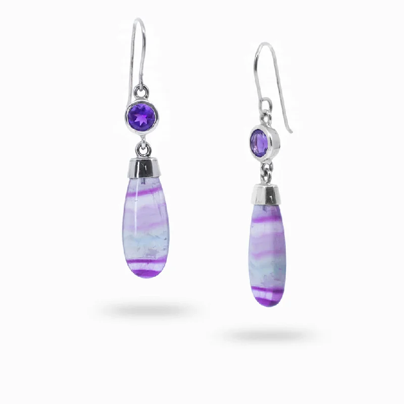 Medium Drop Earrings for Versatile-Medium Drop Earrings for Versatile-Amethyst and Fluorite Drop Earrings