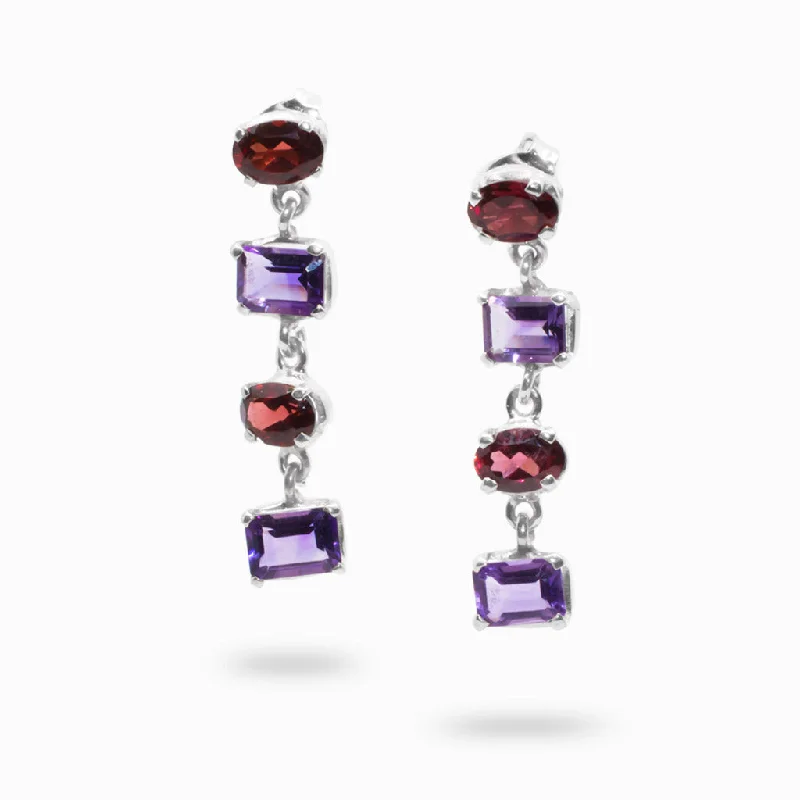 Oval Drop Earrings for Graceful-Oval Drop Earrings for Graceful-Amethyst and Garnet Drop Earrings