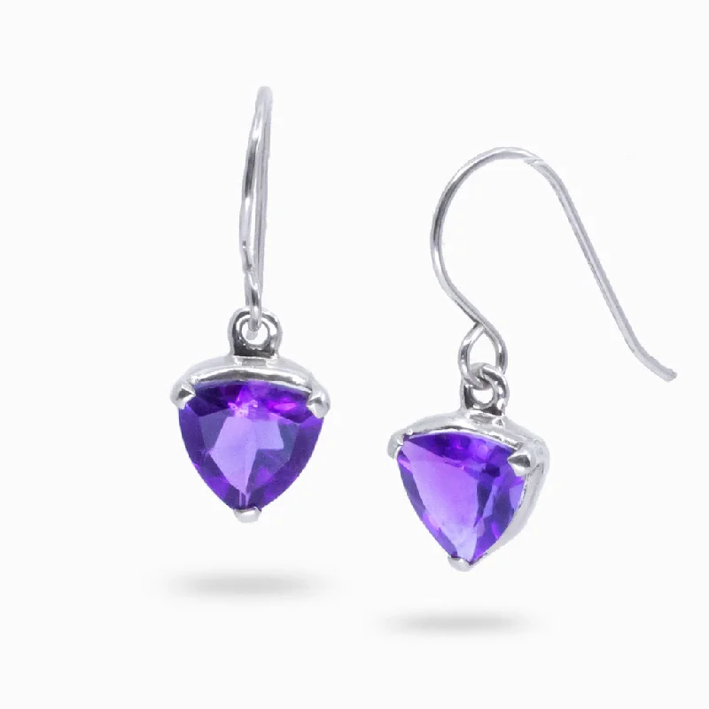 Engraved Drop Earrings for Personal-Engraved Drop Earrings for Personal-Amethyst Drop Earrings