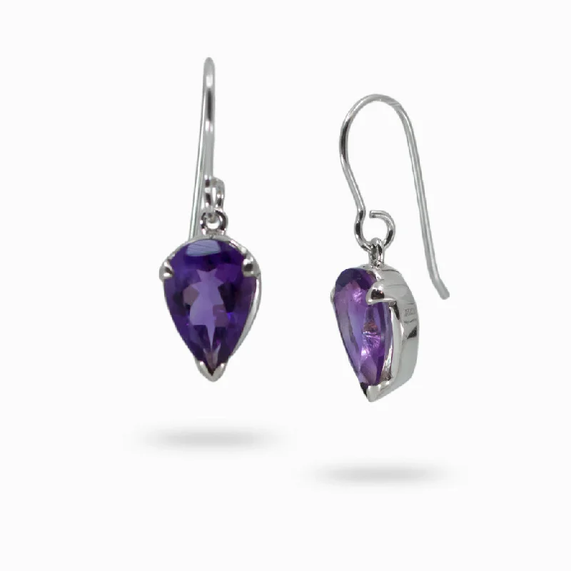 Floral Drop Earrings for Feminine-Floral Drop Earrings for Feminine-Amethyst Drop Earrings