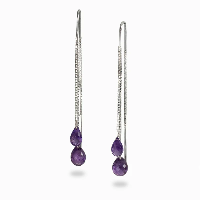 Flower-Shaped Drop Earrings for Delicate-Flower-Shaped Drop Earrings for Delicate-Amethyst Drop Earrings